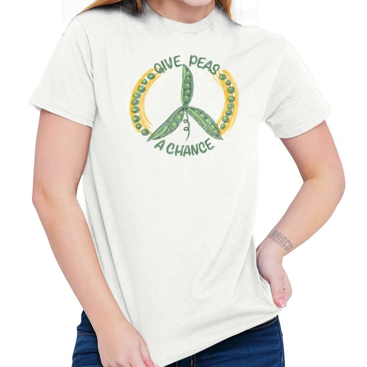 Motivational Gardener Give Peas A Chance Womens Graphic Crewneck T Shirt Tee XL