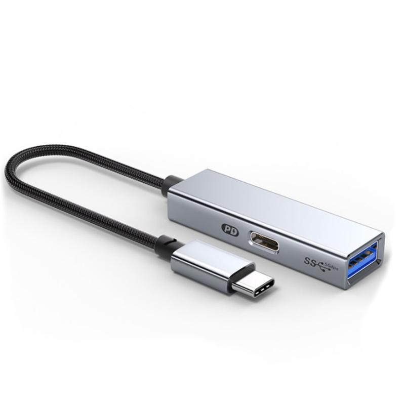 2 in 1 USB C OTG Charging Adapter USB 3.2 Gen1 OTG Splitter PD60W Fast Charging 5Gbps Data Transfer Cable for Phone серый