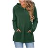 Women's Fashionable Solid Color Hoodie With Shoulder Wiping, Long Sleeved Pockets, Slit Hem, Hoodie Top