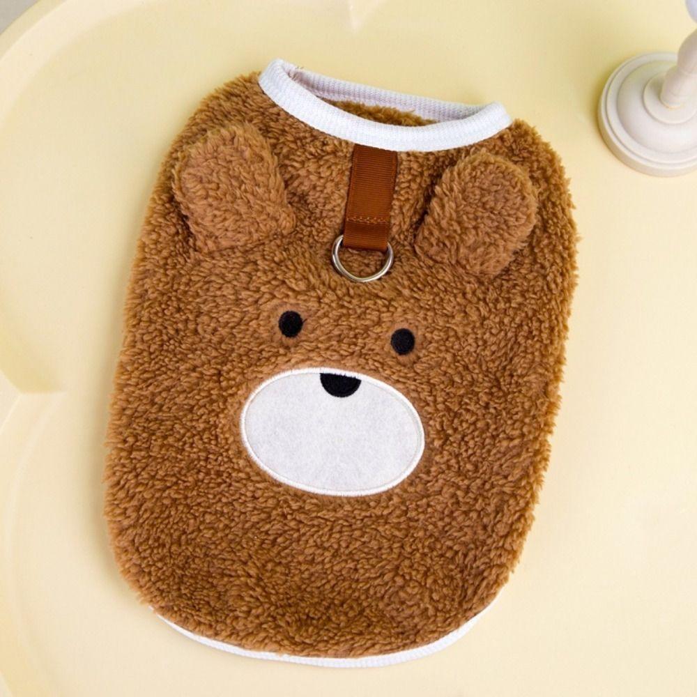 Puppy Outfit Bear Pattern Winter Puppy Clothes Sleeveless Thickened Dog Vest Warm Comfortable Pet Winter Coat Outdoor Use