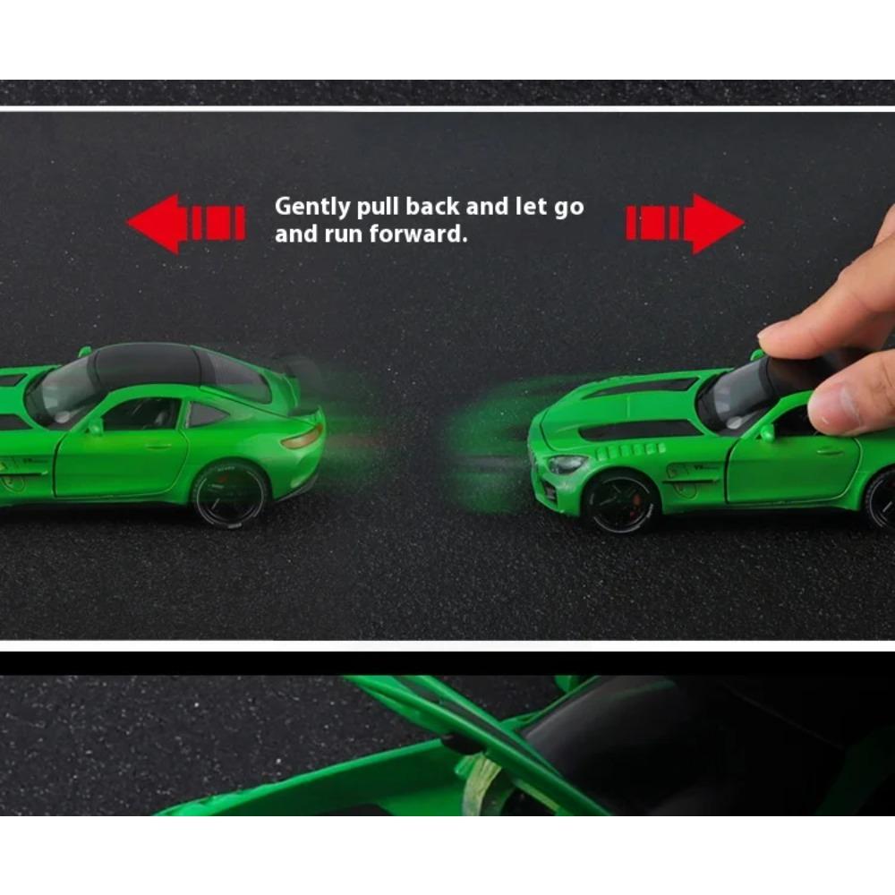 1/32 Mercedes Benz AMG GTR Alloy Sports Car Diecast Metal Model Sound & Light Toy Car Central Control Ornaments Display Kid Gift