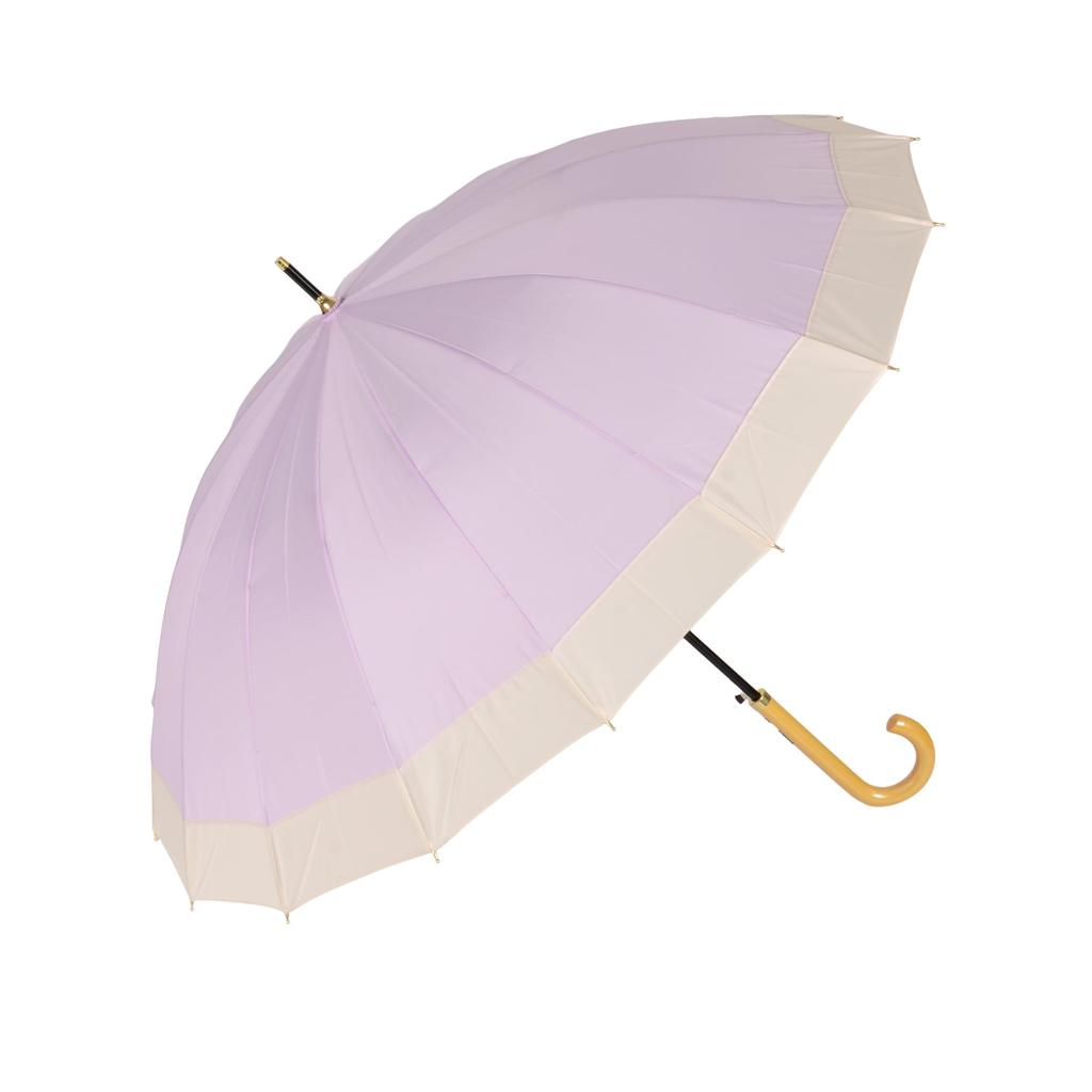 Pluvia Long 16 Solid and 55cm Women's Umbrella, Ribs, Stylish, Two-Tone Lilac,