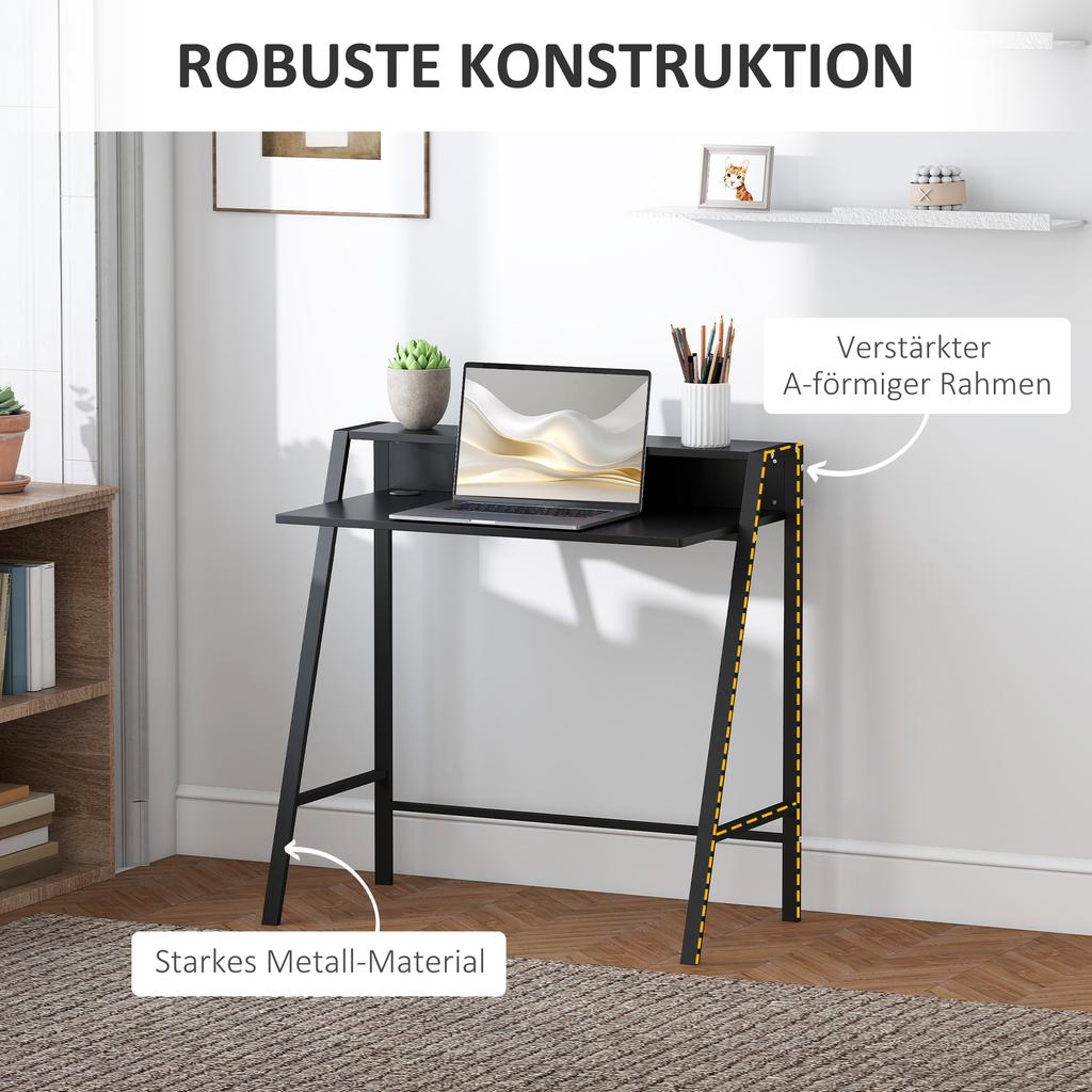 Writing Desk Computer Table Home Office PC Laptop Workstation Storage Shelf 84L x 45W cm Black