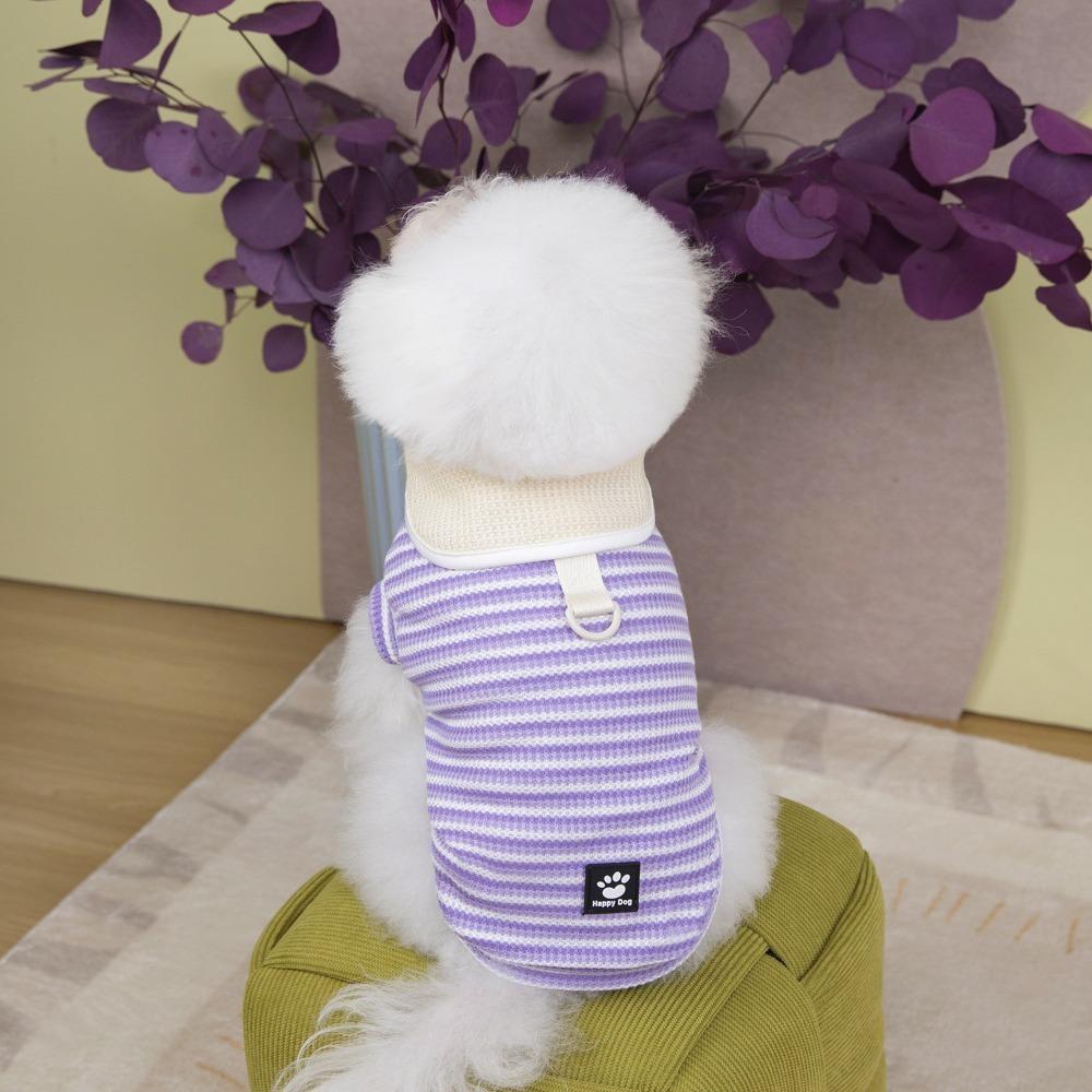 

Polyester Dog Short Sleeve Lapel Dog Clothing Pet T-shirt Puppy Striped Pullover Summer M