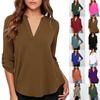 Stilvolles Damen Casual Langarm V-Ausschnitt T-Shirt Pullover Tunika Bluse Optionen
