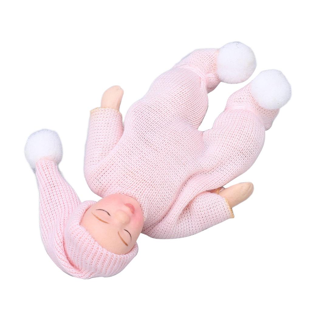 Dollhouse Porcelain Baby 1:12 Scale Mini Pink Sweater Dollhouse Miniature Newborn Figure