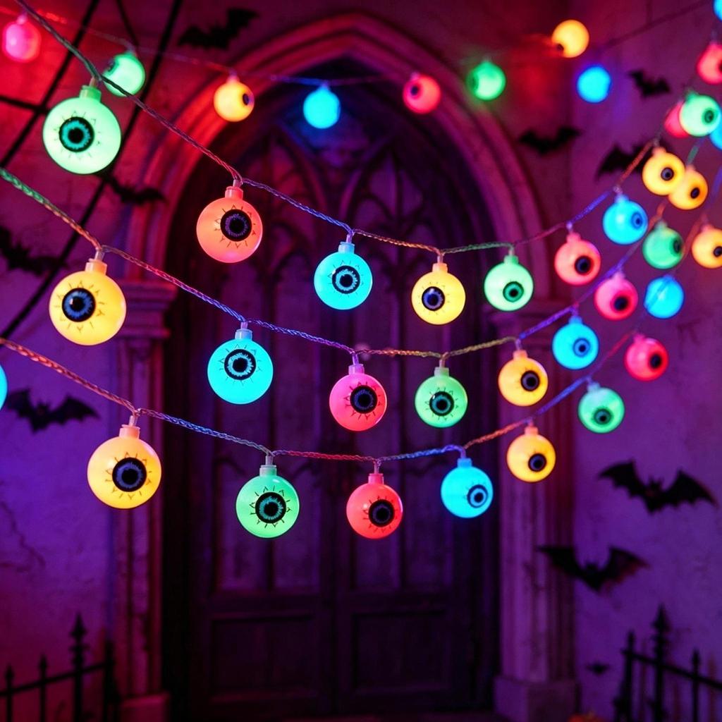 LED Pumpkin Lantern Halloween String Lights - Indoor Decorative Colored Lights for a Spooky Atmosphere
