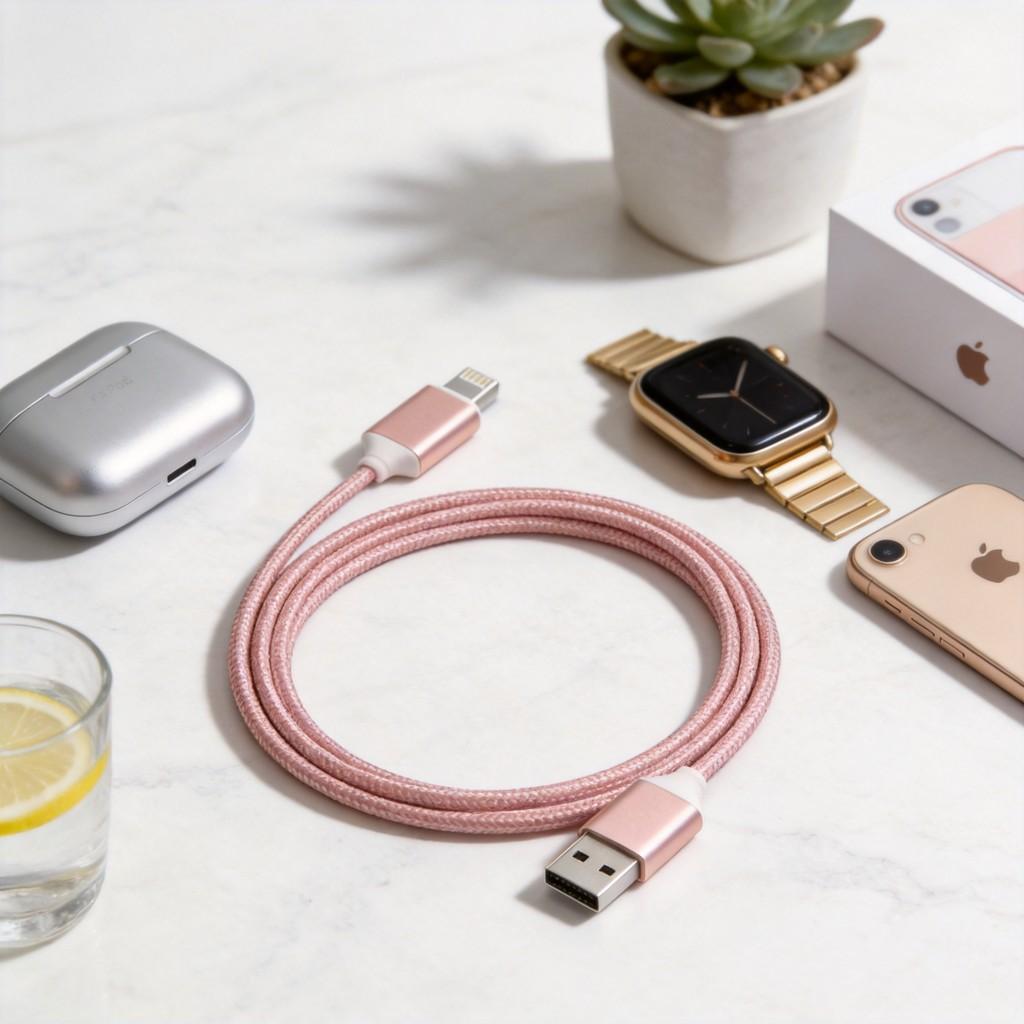 Apple Iphone Lightning Charging Cable With Nylon Braided Design For Fast Data Transfer