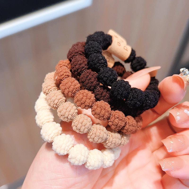 Elastic Milk Coffee Hair Tie: Durable, High-End Ponytail & Headband for Women