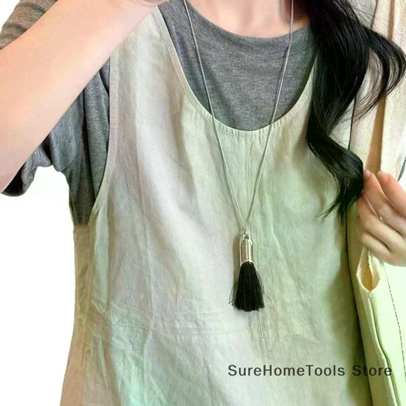 Unique Design 3 Colors Brush Tassel Pendant Necklaces For Women Casual Fashion Long Chain Neck Jewelry Gift