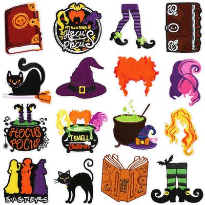Wizard Embroidery Cloth Sticker Halloween Patch Sticker Magic Hat Ghost Cat Embroidery Chapter Boy Devil'S Eye Horror Book