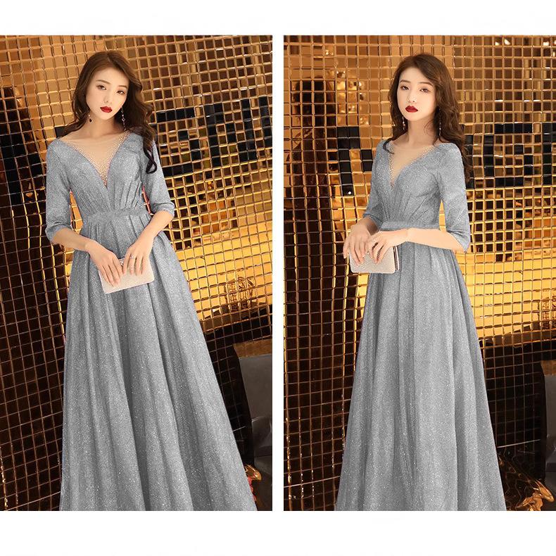 Bankett elegantes Abendkleid neues Party-Gastgeber-Partykleid einfaches und großzügiges Temperament Fee