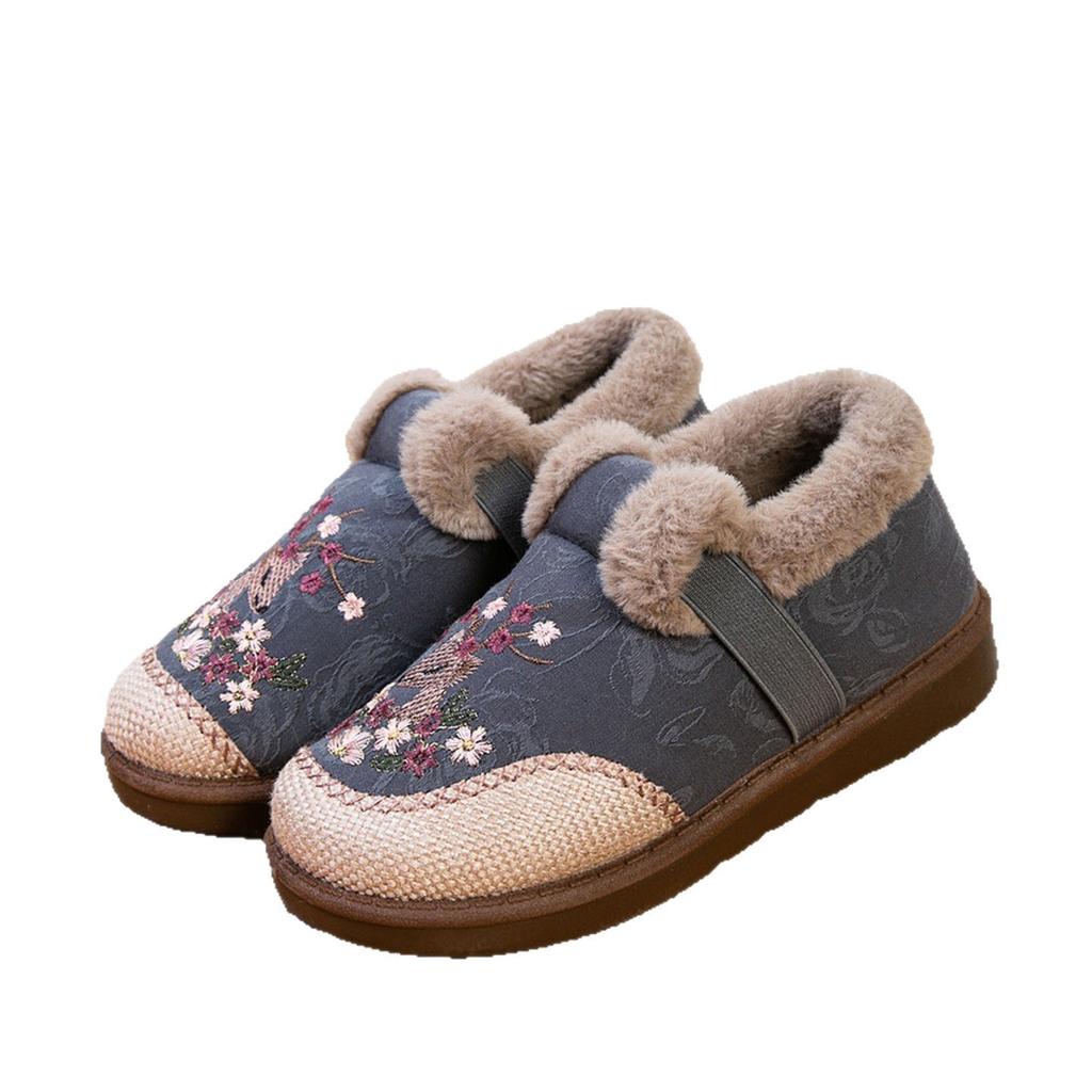 Cotton Shoes Cloth Shoes Warm and Comfortable In Winter Embroidered Cotton Shoes Classical Ethnic Style Mother Velvet Thickened Non-slip and