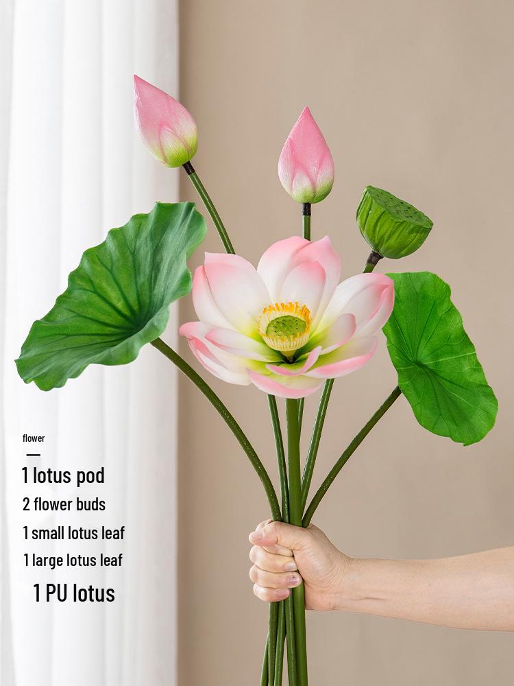 High-End PU Lotus Simulation: Chinese-Style Artificial Flower Decoration and Photo Prop for Living Room.