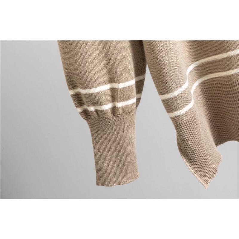 Plus Size Women's Spring New Striped Knit Sweater Loose Casual Fashion Two Piece Set