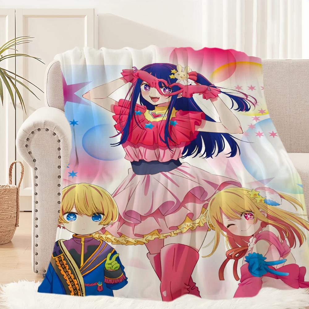 Anime Pink O-Oshi No Ko Blanket Plush Nap Sofa Rug for Living Room Warm Office Bedroom Birthday Home Travel Kid Gifts