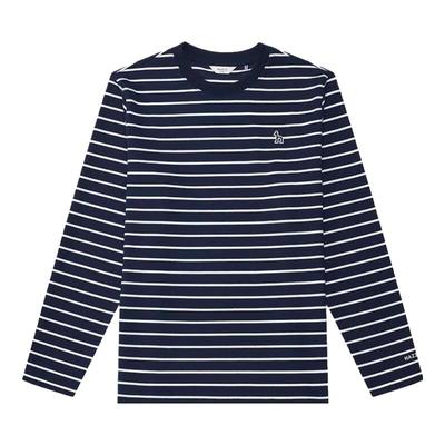 HAZZYS Men's Casual Color-Block Stripe Loose Long-Sleeve T-Shirt