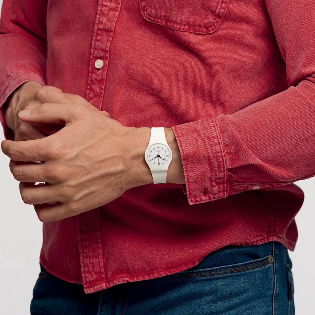[Swatch] SWATCH Watch 34mm WHITE BISHOP SO28W106-S140 Simple Classic Casual [Domestic Genuine Product]