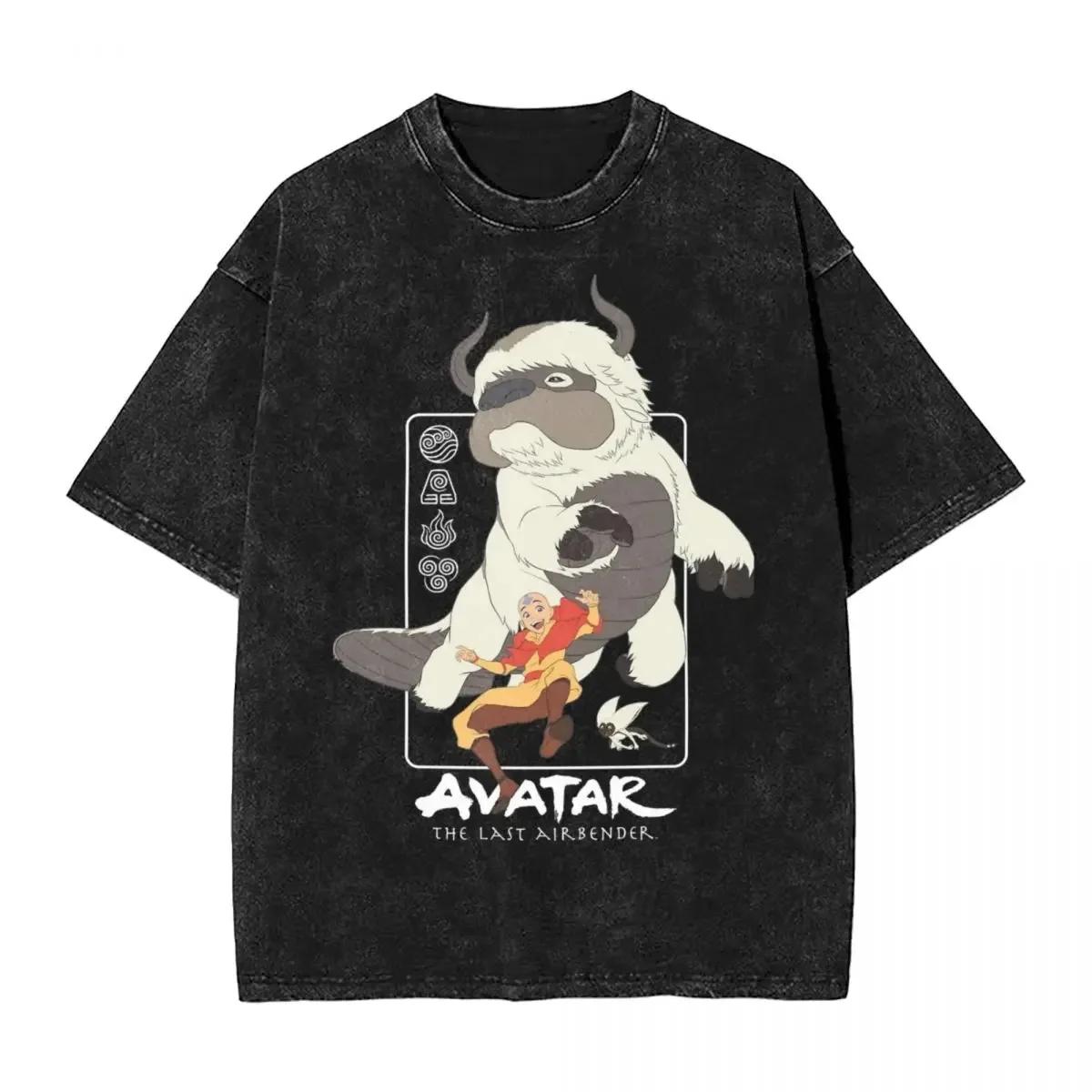 Washed T Shirt Avatar-The Last Airbender Air Nomad Friends Hip Hop Vintage T-Shirt Oversize Streetwear Tops Tees for Men Women S разноцветный