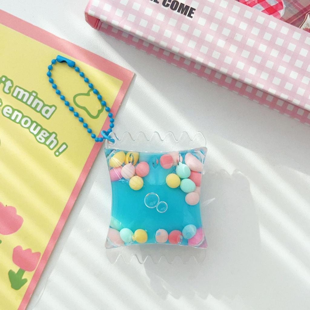 Cute Glittery Acrylic Milk Bean Keychain Pendant