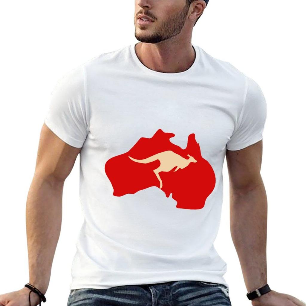 Australian map with a Kangaroo T-Shirt Fashion Casual Short Sleeve T-Shirt