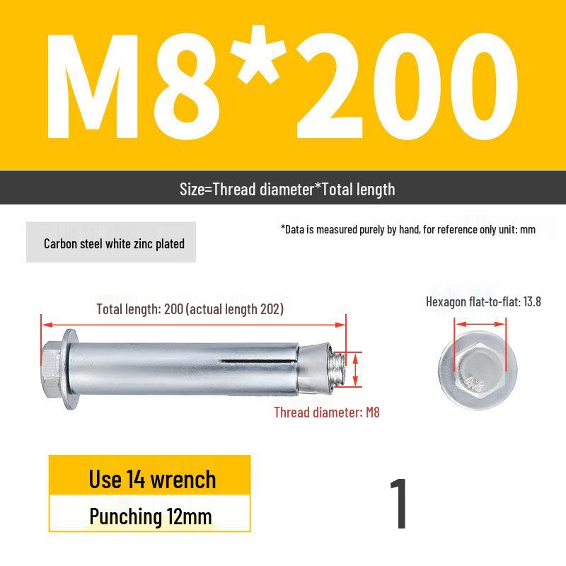 Galvanized External Hex Internal Expansion Bolt Set - M6/M8/M10/M12