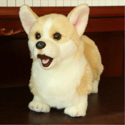 Simülasyon Corgi Köpek Bebek Kısa Bacaklı Köpek Peluş Hayvan Oyuncak Köpek Severler İçin Süper Gerçekçi Oyuncak Lüks Kaliteli Ev Dekoru Evcil Hayvan