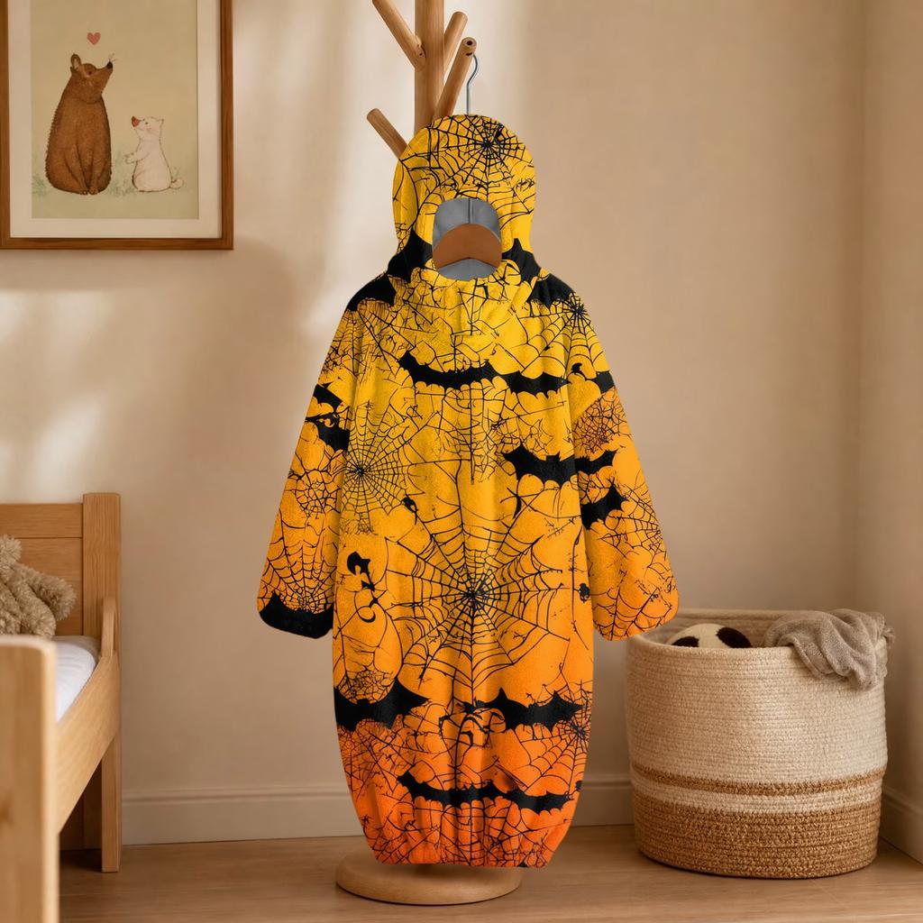 Barn Halloween-tryck Flanell Helkropps Pyjamas Set för Mysig Sovkläder