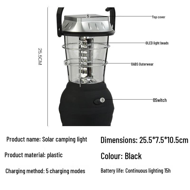 Wenzhiwu USB Solar 36 LED Outdoor Emergency Camping Light