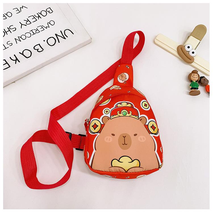 

School bag new kapibara cute cartoon capybara men and women treasure casual versatile change oblique червоний