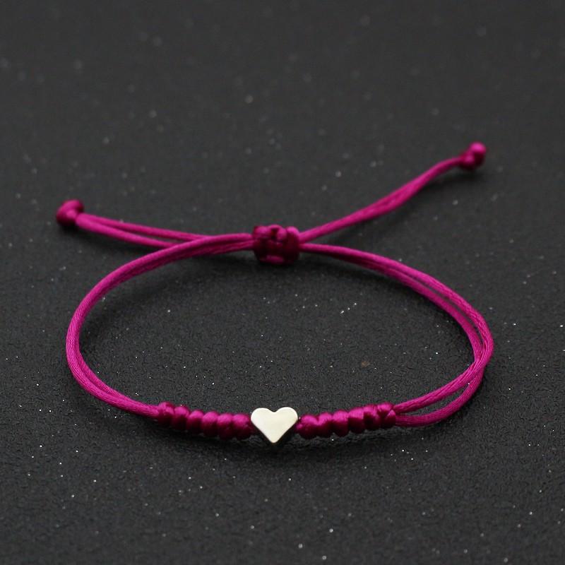 Tiny Heart Charm Bracelets for Women Girls Simple Blue Black Red Rope Chain Braided Bracelet Woven Jewelry Best Gifts Her