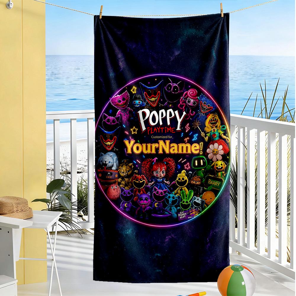 Digital Circus Customize Text Beach Towel Soft Durable Quick-Dry Portable for SwimmingBeachCamping Travel Beach AccessoriesGym
