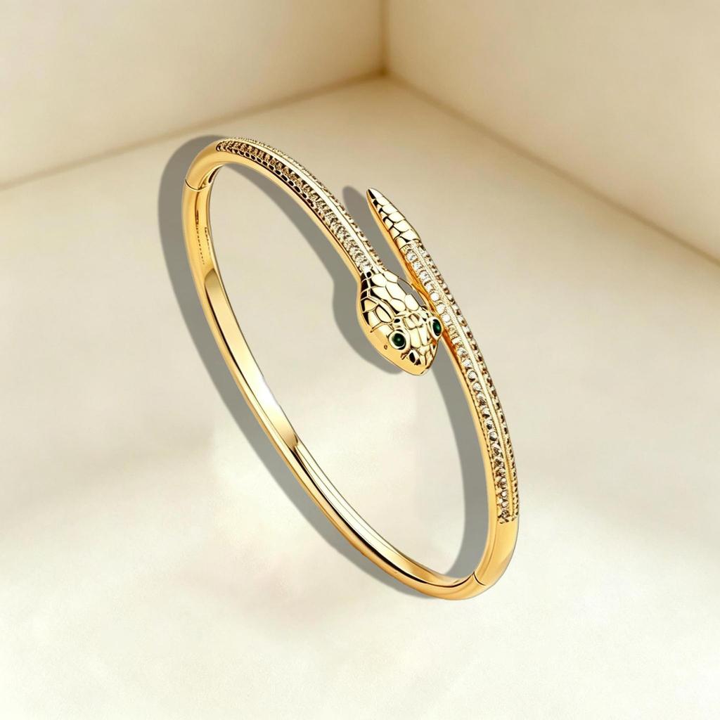 European Luxe Snake-Shaped Zircon Bracelet - Trendy, High-End Design Hand Jewelry