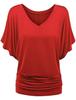 Plus Size Women's V-Neck Batwing Sleeve T-Shirt - A1375
