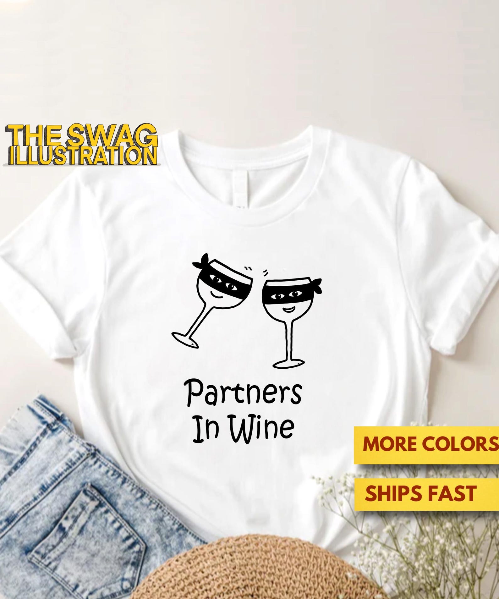 Partners In Wine Food Pun Shirt, Cute Grape Couple, Grape Pun Shirt, Funny Alcohol Shirt, Wine Humor GifT shirt, Food Humor, Premium Tee S