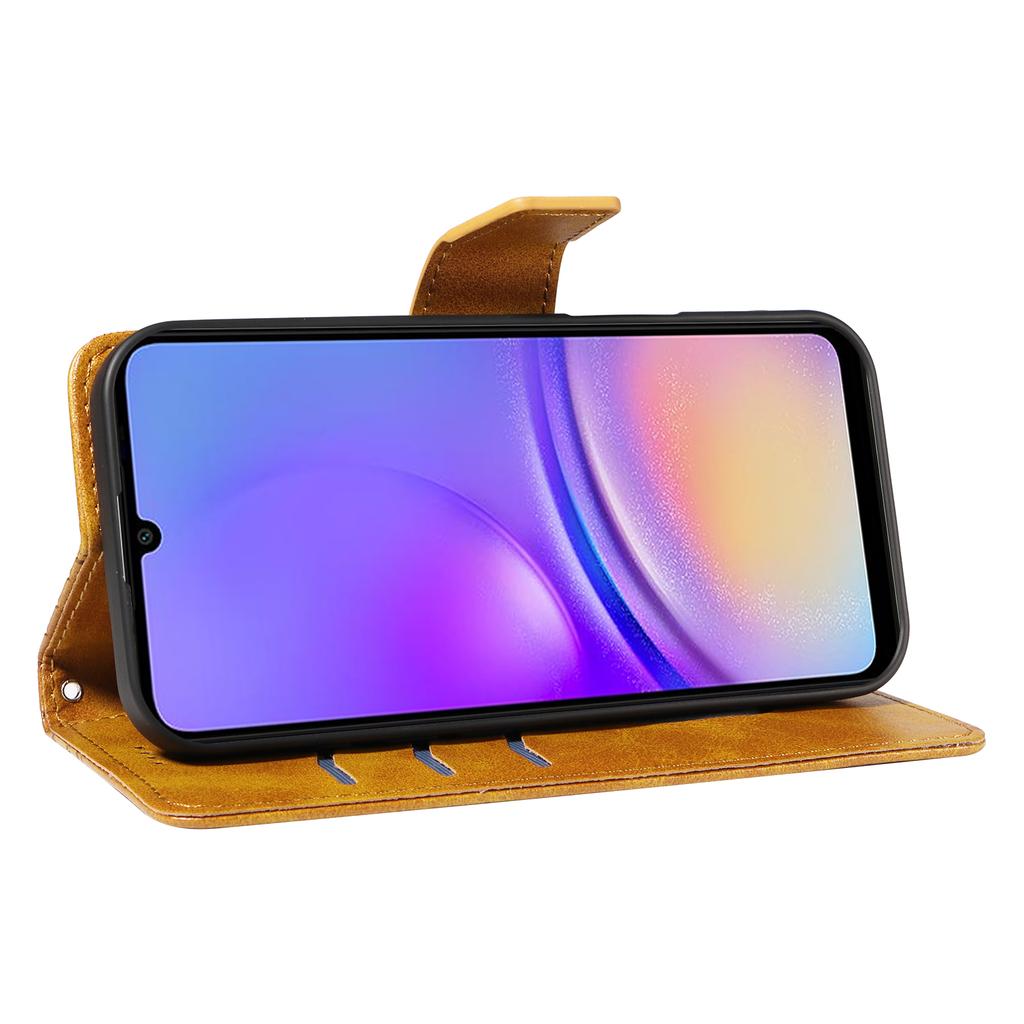 For Samsung Galaxy A06 5G/Galaxy A06 4G Leather Case Wallet Stand Grids Imprinted Phone Cover with Strap