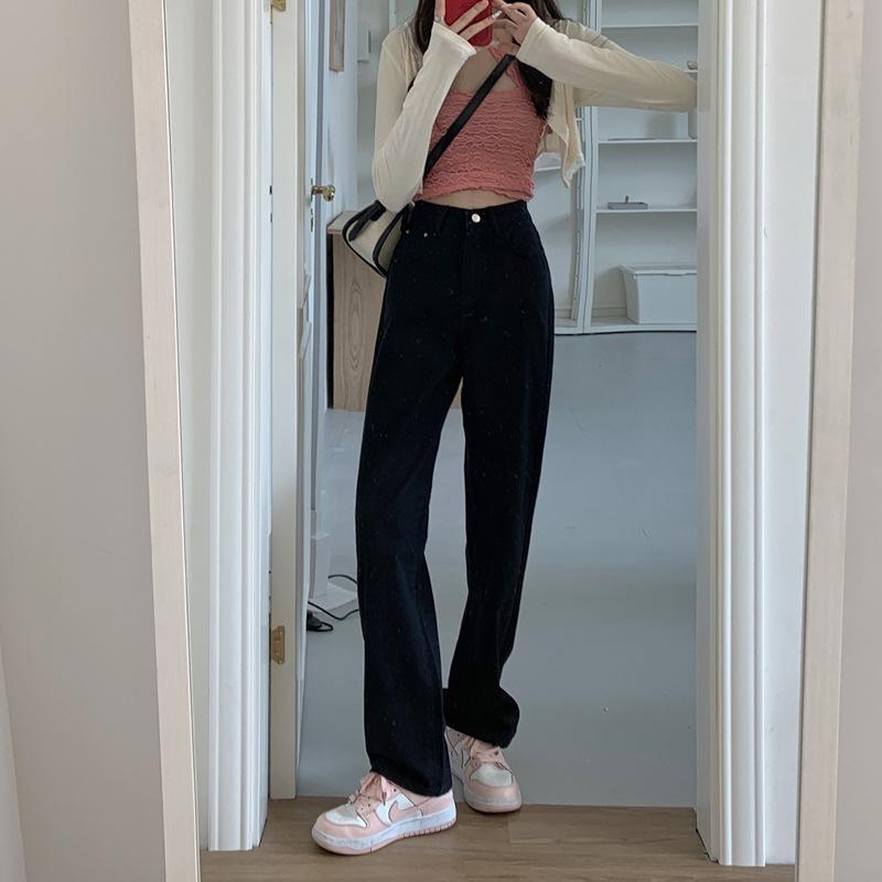 

Women s High Waist Straight Wide Leg Jeans - Plus Size, Slimming, Casual, Versatile - 2024 Spring/Autumn Collection 3XL