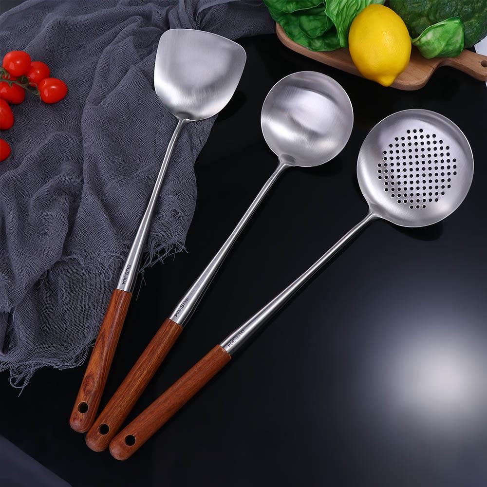 Stainless Steel Kitchen Utensils Cooking Tools Ladle Skimmer Spoon Turner Wok Cookware