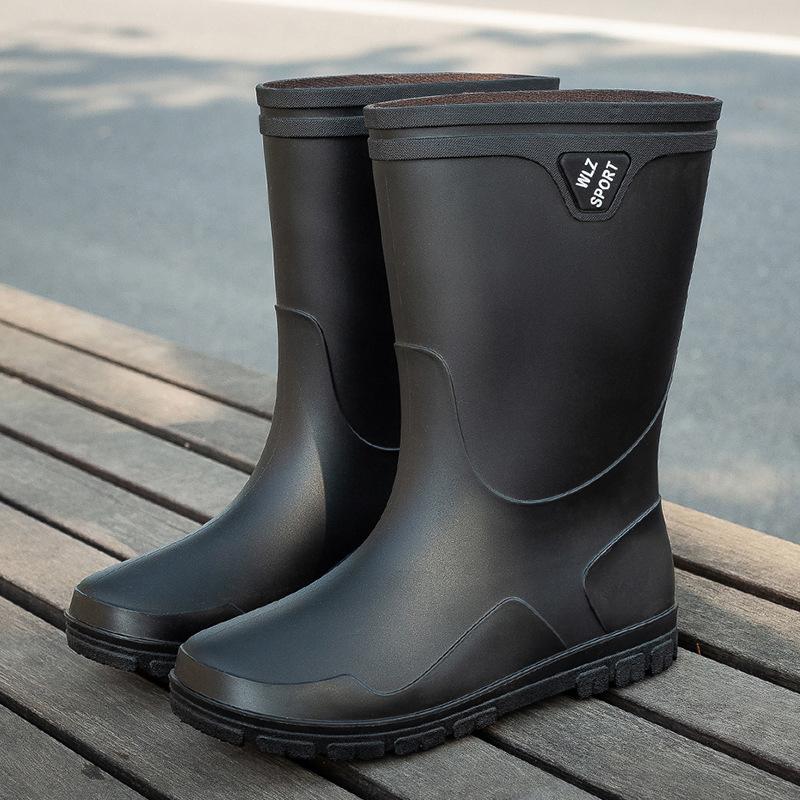 New Thickened Rain Shoes Men's Short Tube Non-slip Waterproof Shoes Wear-resistant Medium Tube Warm Bundle High Tube Rain Boots Rubber Shoes
