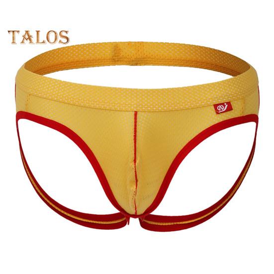 Men Briefs Low-rise U-Convex Patchwork Color Thong Breathable Mesh Hip Lifting Fine Stitching Underwear