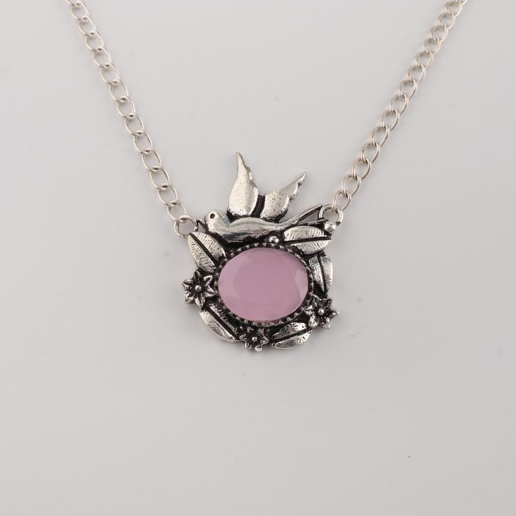 Rose Chalcedony Gemstone 925 Sterling Silver Pretty Pendant 0.5" Precious Gift For Her CP-43-22