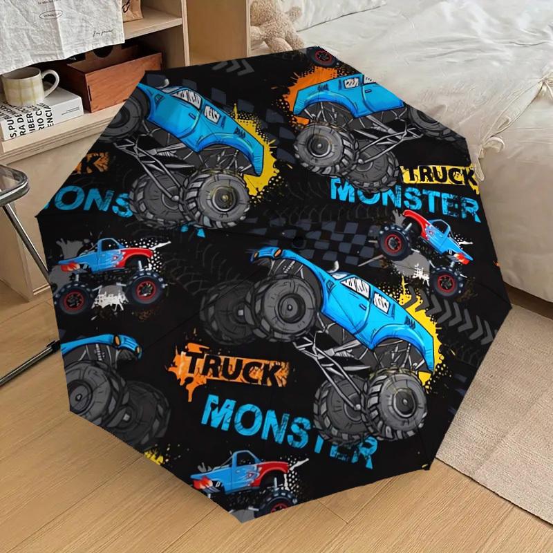 1pc Monster Truck Pattern Umbrella with Plastic Handle,Suitable for All Seasons Home Travel Outdoor UmbrellaDD631