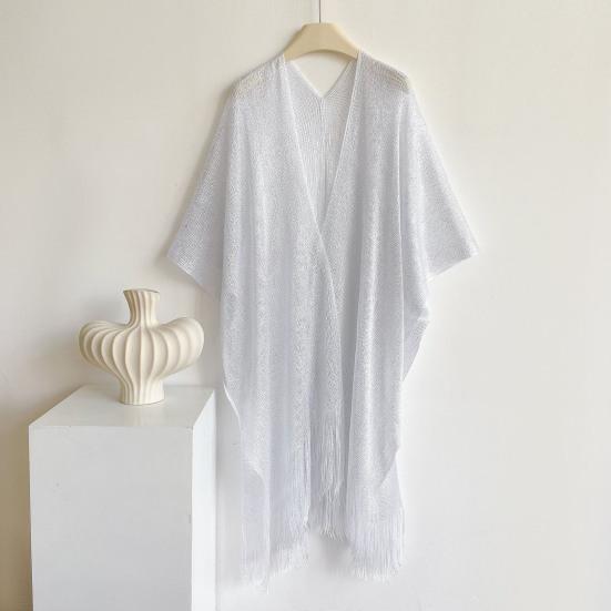 Cover Up Cardigan Metallic Mesh Women Beach Cover Up with Metallic Mesh Fringe Lightweight Breathable Swimsuit Cover