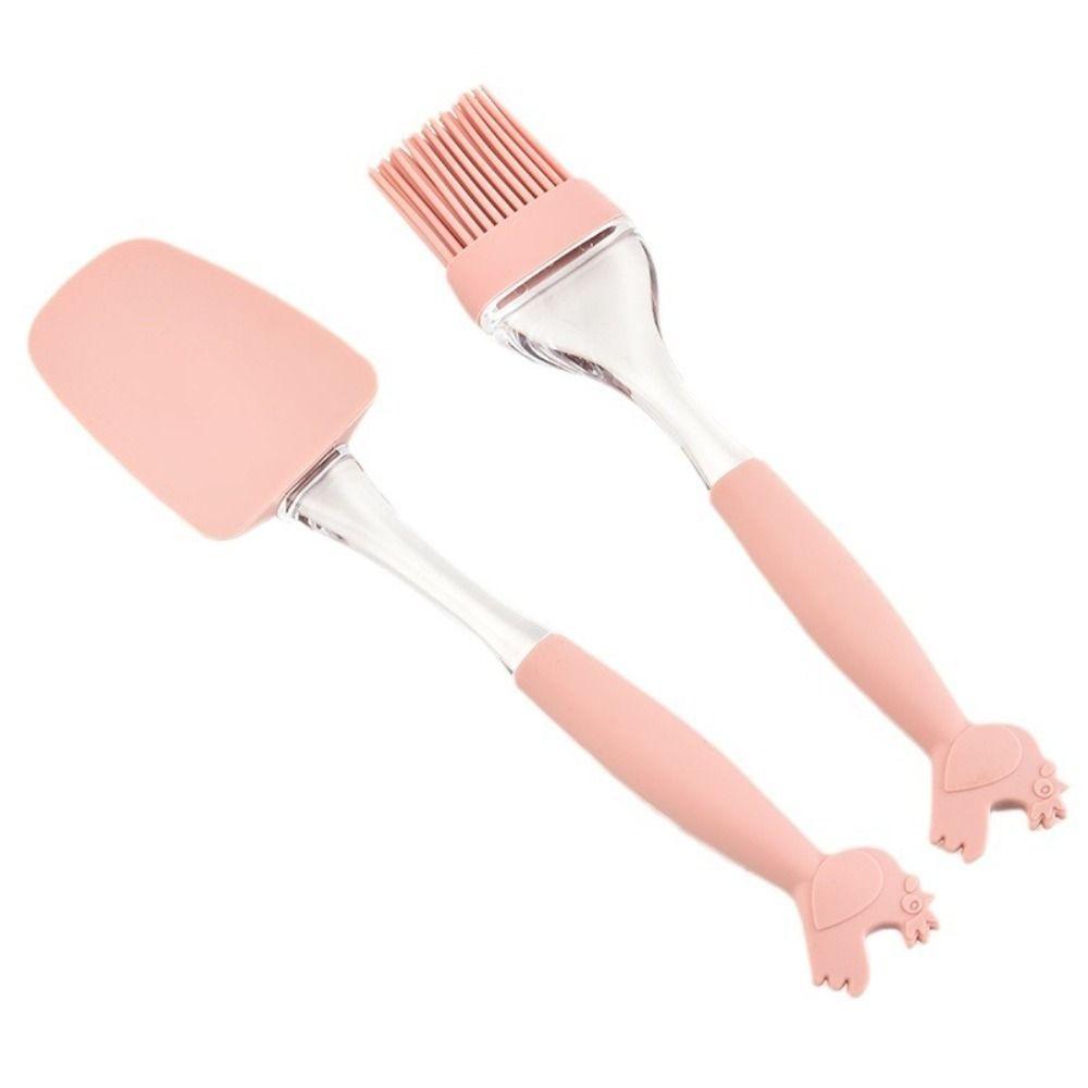 

2Pcs/Set Manual Butter Spatula Mixer Durable Oil Brush Kit Cream Scraper Brush Set Cake