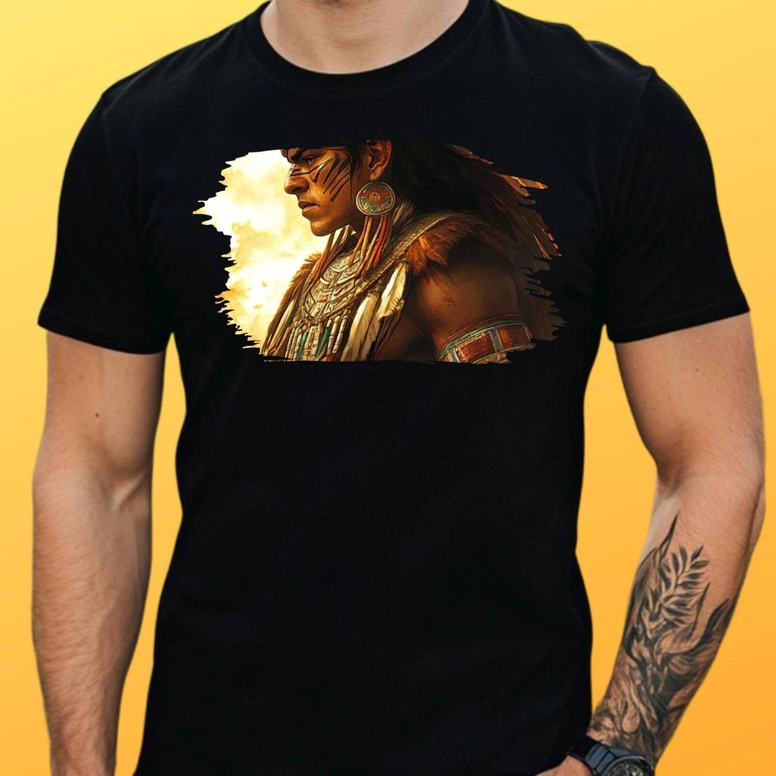 T-Shirt Herren Aztekischer Krieger Motiv Baumwolle Größe S bis 5XL S