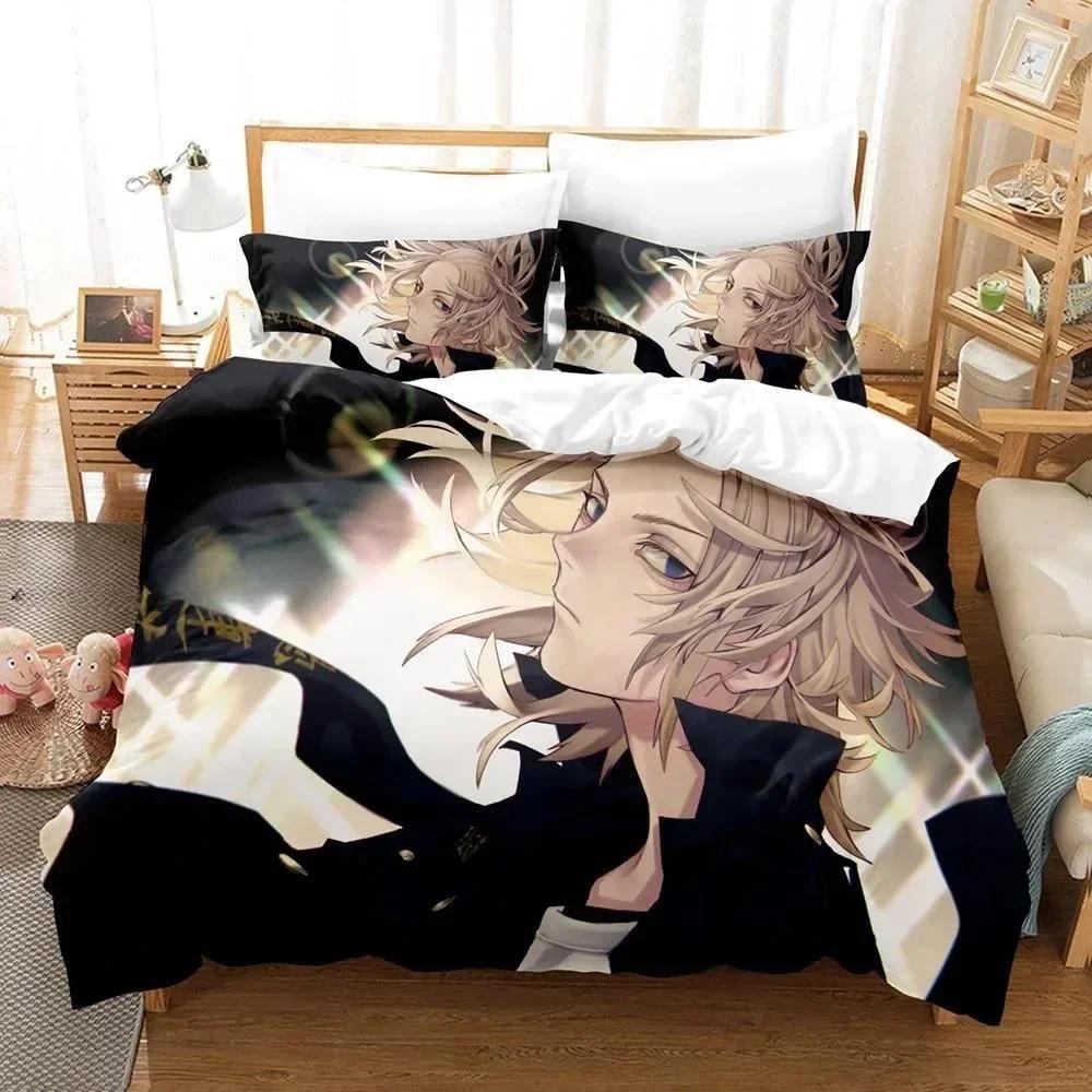 New 3D Anime Tokyo Revengers Bedding Set Printed Bed Set With Pillowcase Bed Duvet Cover Soft Queen King Size Bedclothes Home