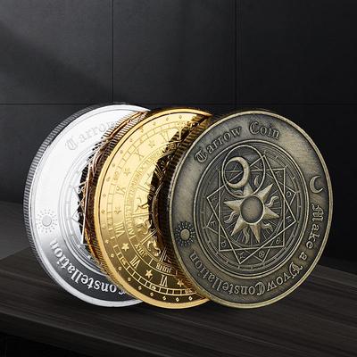 Westliche Tarot-Münzen, die vergoldete Münzen wünschen, Mondlicht, Sonnengott, glückliche Feng-Shui-Münzen, Sternbild-Gedenkmünzen, Zähne, unsterbliche Münzen
