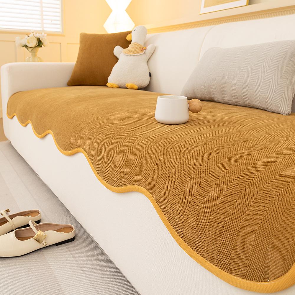 Chenille Herringbone Sofa Cushion, Universal In All Seasons, Special-Shaped Sofa Seat Cushion, Non-Slip Cover, Cloth Towel Resistance