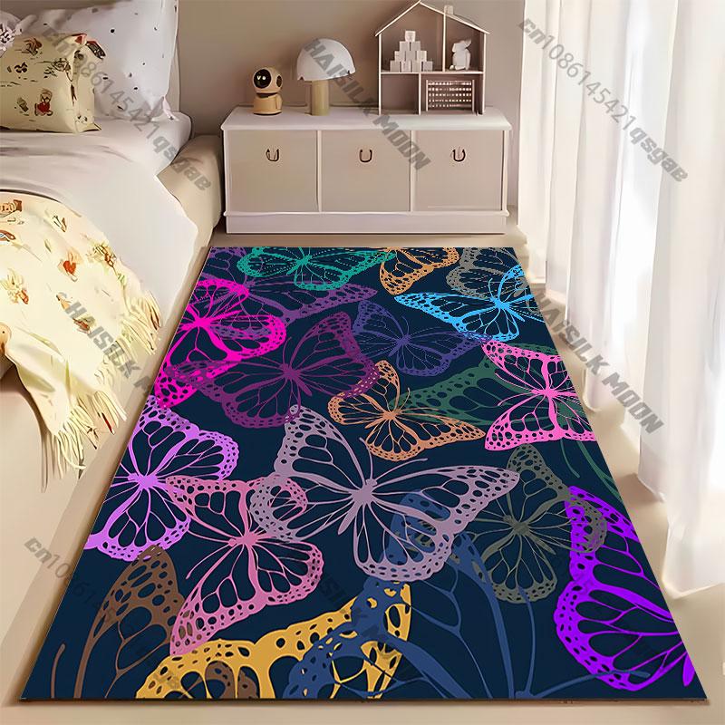 Colorful Butterflies In Elegant Flight Carpet Yoga Living Room Room Decor Children's Crawling Mat Doormat Area Rug