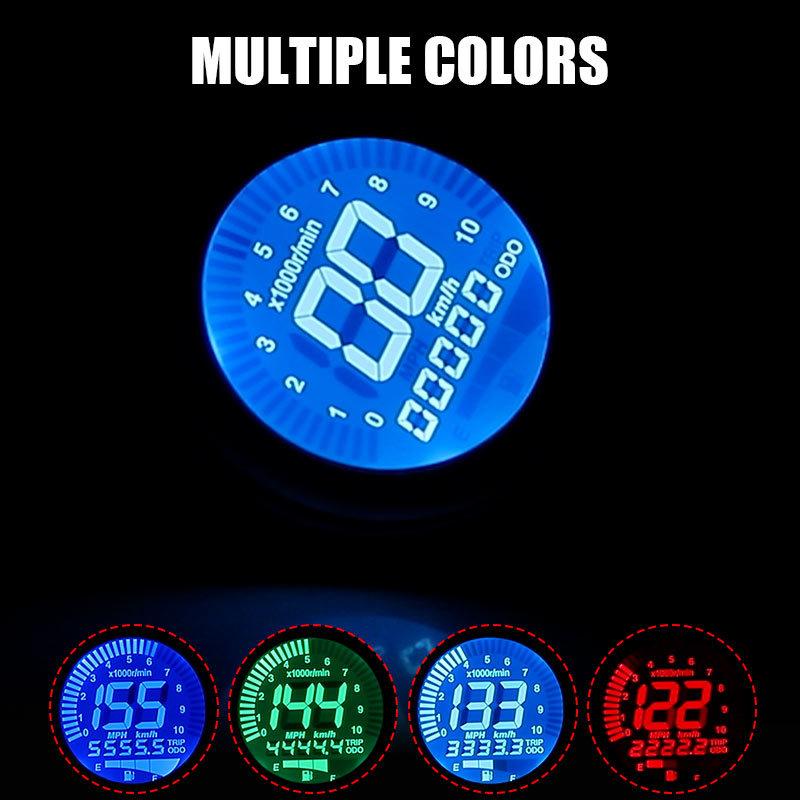 7 Color Motorcycle Speedometer LCD Digital Screen Motorcycle Scooter ATV Retro Dashboard Instruments Oil Gauge Meters Universal